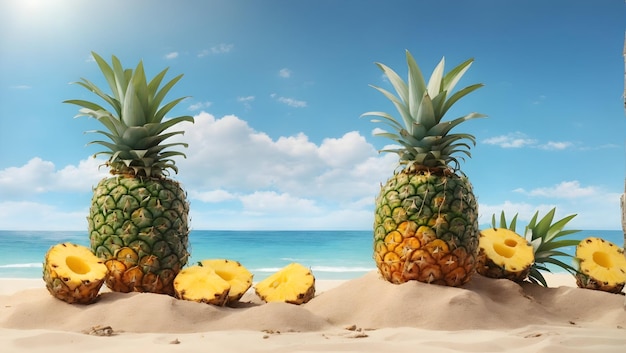 A beach with a pineapple summer vacation ai generated