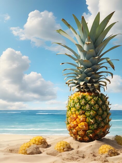 A beach with a pineapple summer vacation ai generated