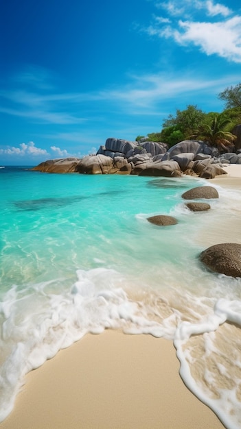 A beach with rocks on it