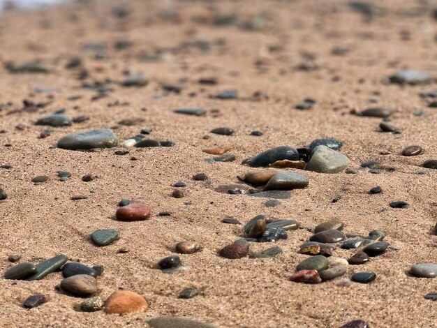 Photo a beach with rocks and pebbles on it