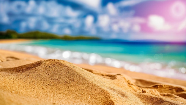 a beach with a sand and a beach with a beach scene in the background