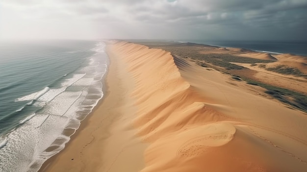 A beach with sand dunes in the desert