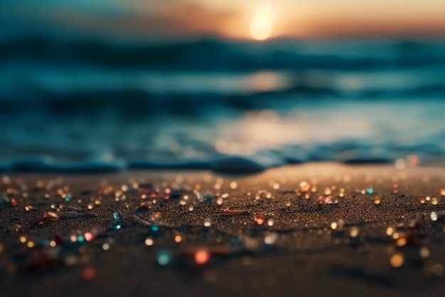 A beach with sand and pebbles on it