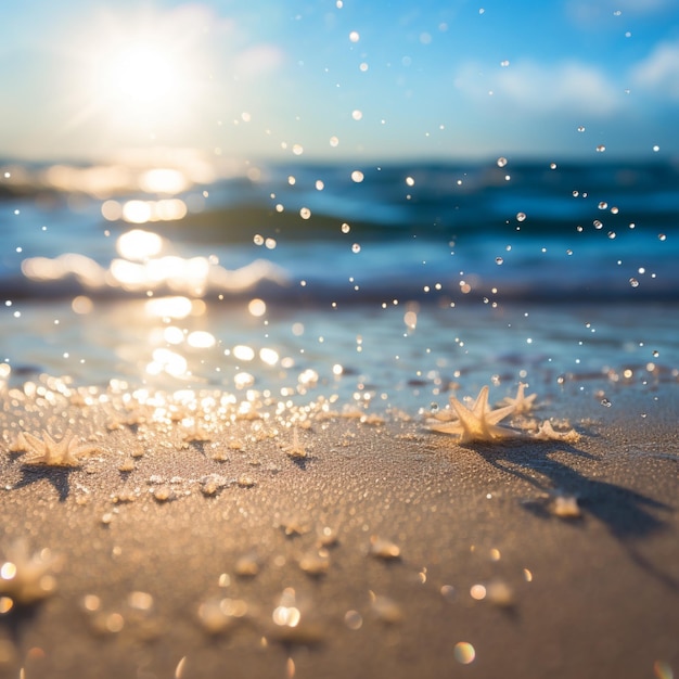 beach with sand sea star and the sun