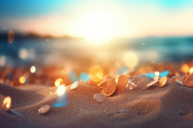 A beach with sand and stones on it