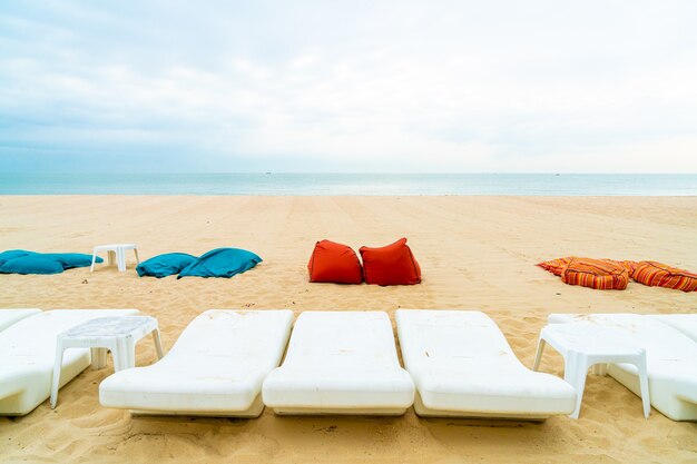 Beach with sun beds