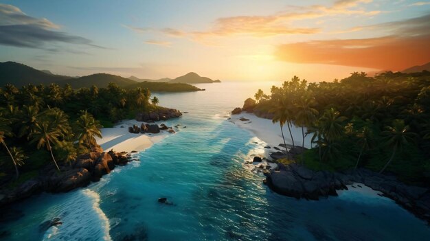 Photo a beach with trees and water