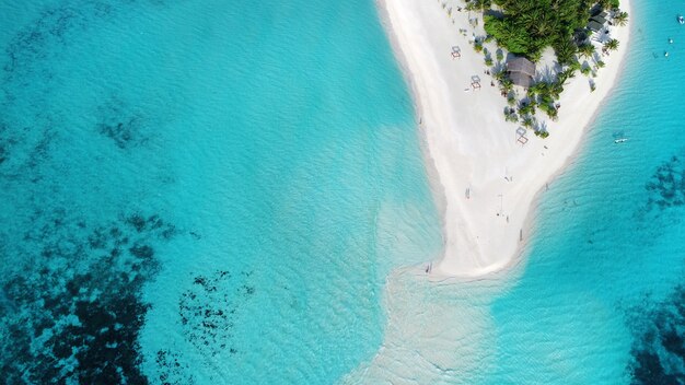 Beach with water bungalows at Maldives