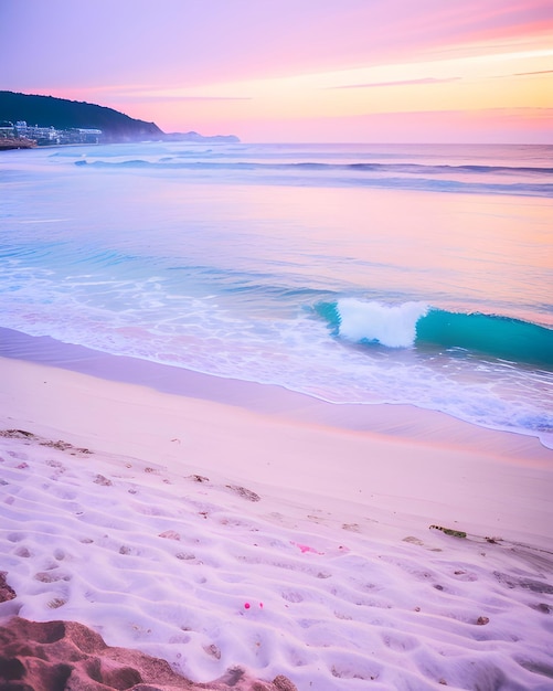 A beach with a wave breaking on it