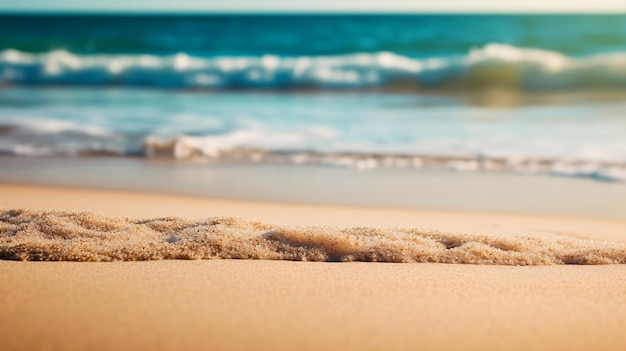 A beach with a wave coming in from the ocean