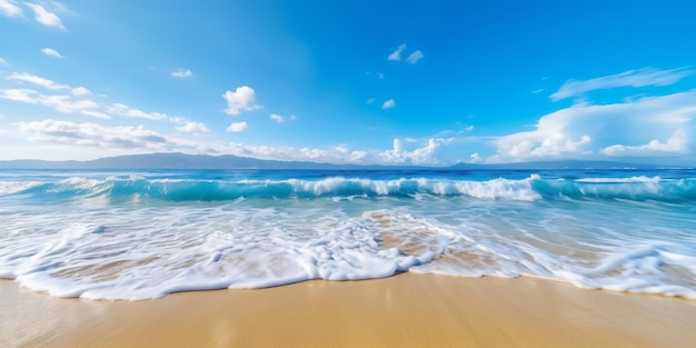 a beach with a wave coming in to the shore