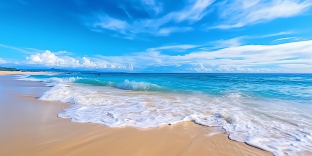 a beach with a wave coming in to the shore