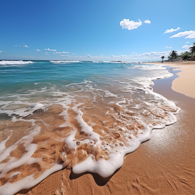 a beach with a wave that is about to be washed up on the beach