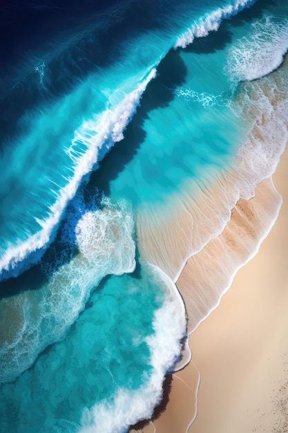 A beach with waves crashing on the sand