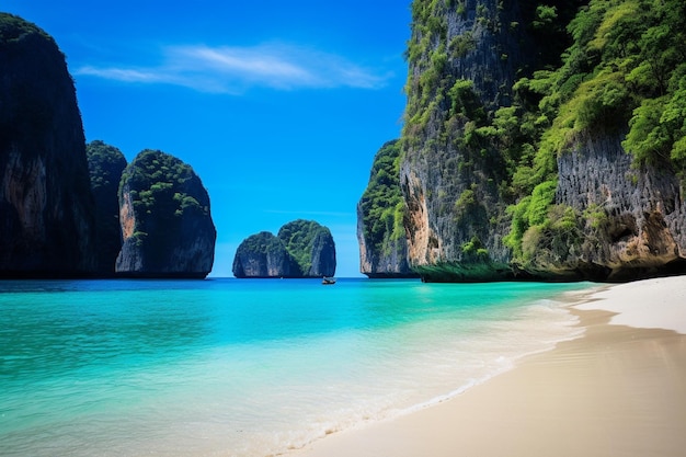 The beaches of ko phi phi islands and the rai ley peninsula are framed by stunning limestone cliffs
