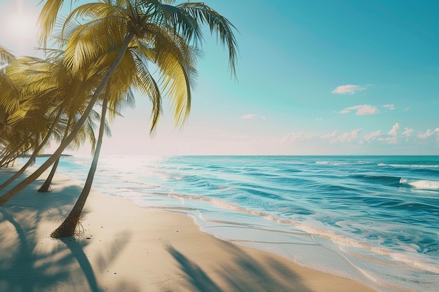 Beaches with coconut trees by the sea octane rende