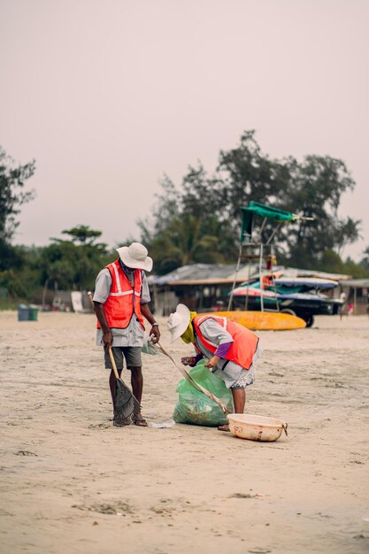 Beachside boats and people