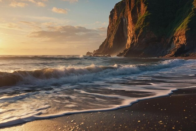 Beachside cliffs at sunrise