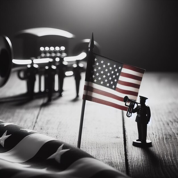 Photo beachside memorial day tribute with american flag