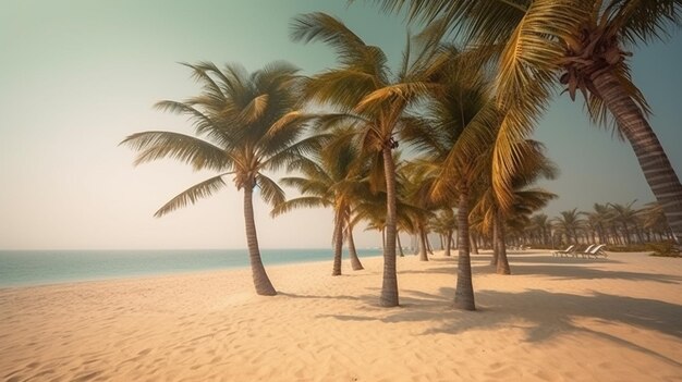 Beachside tranquility with clear sun