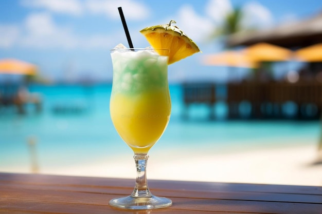 Beachside Tropical Drink with Umbrella