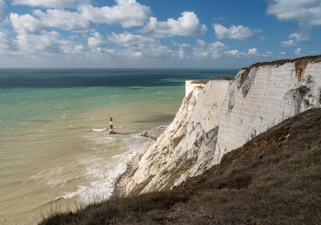 Beachy Head lighthouse on windy day