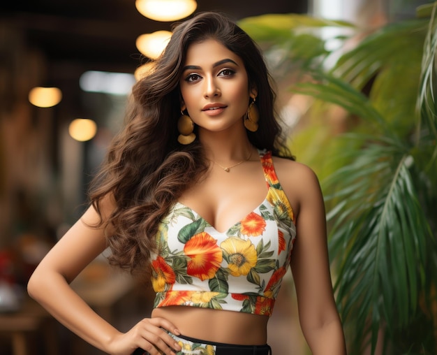 Beacon of selflove Indian beauty's tropical print chic attire