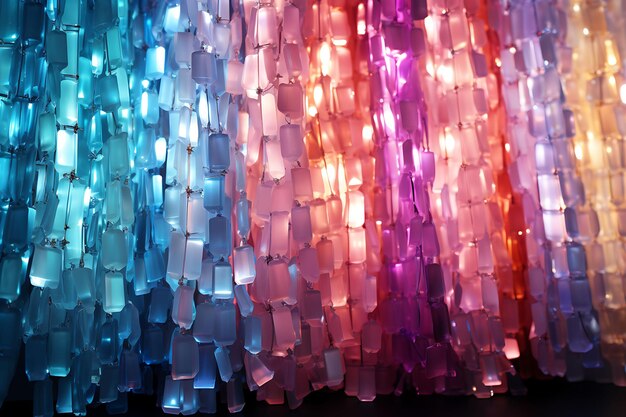 Photo beaded curtain wall with shimmering bead light rays with a b trending background calm illustration