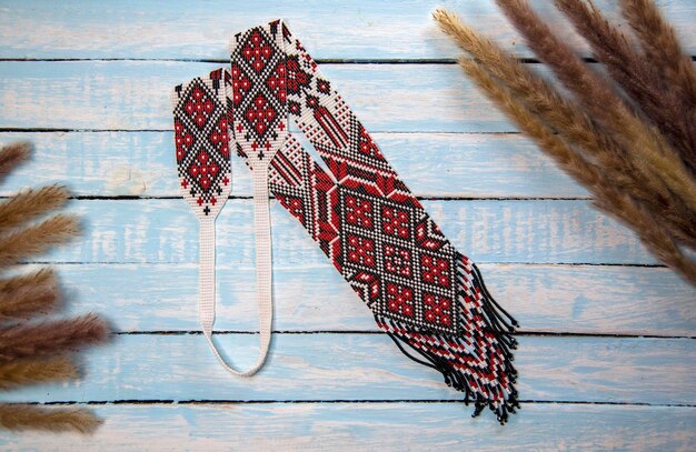 Photo beaded woven necklace