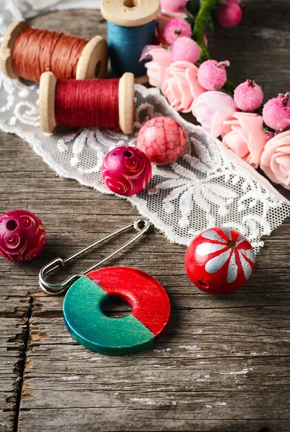 Beads and spool of thread