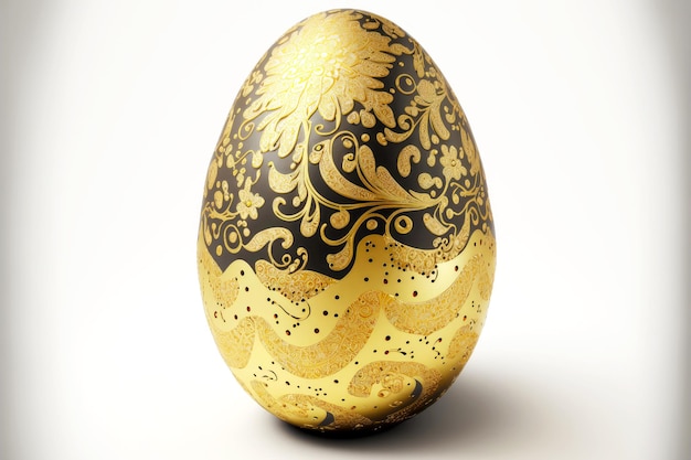 Beaful easter egg with golden glitter and decoration