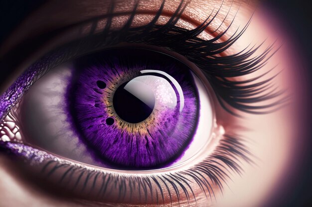 Premium Photo | Beaful female human eye with purple eyeshadow and long  eyelashes