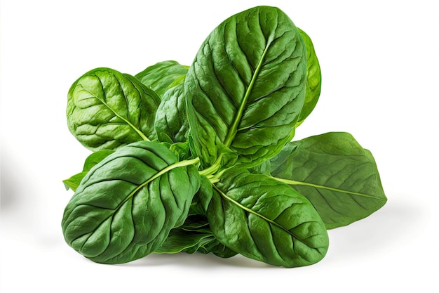 Beaful oval spinach leaves on white background