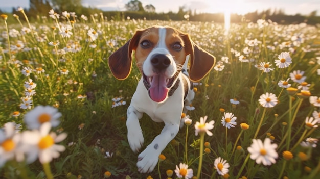 ビーグル犬の芝生