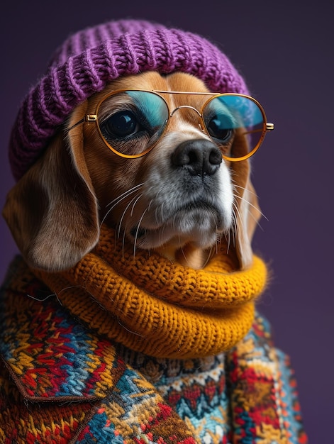 Photo beagle dog portrait with high necked sweater showcasing innovative