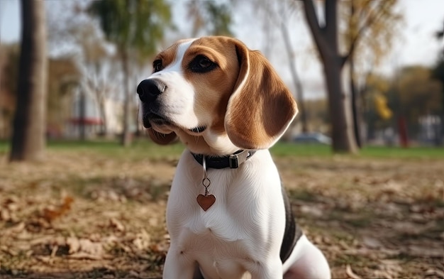 Beagle is sitting on the grass in the park professional advertising post photo ai generated