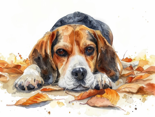 Beagle watercolor isolated on white background
