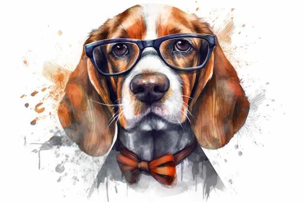 Beagle wearing glasses Generate Ai