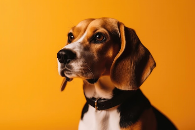 Beagle on yellow background generative ai