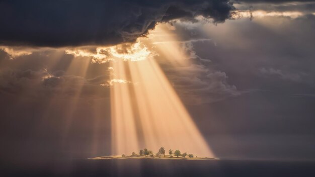 beam of light and the clouds
