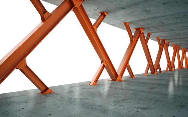 Beams and concrete structure 3D rendering