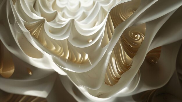 Photo beams of light filtering through a complex paper structure casting intricate shadows and