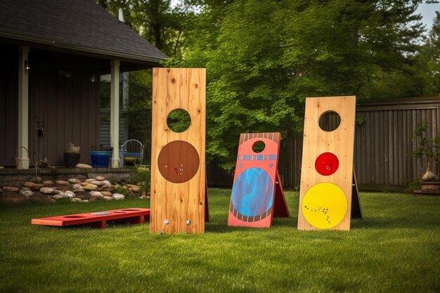 Photo a bean bag toss game for outdoor fun