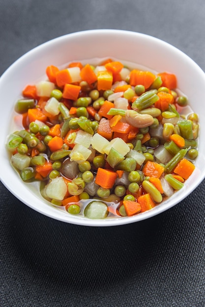 Bean, peas, green bean, carrot, celery mix vegetable fresh dish\
healthy meal food snack diet