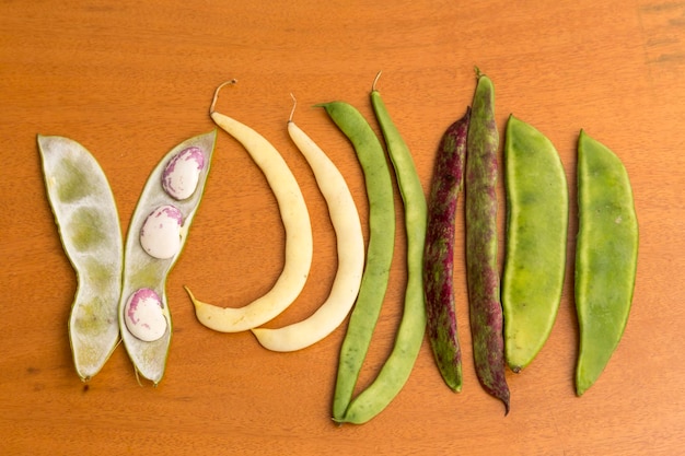 Bean pods of different types