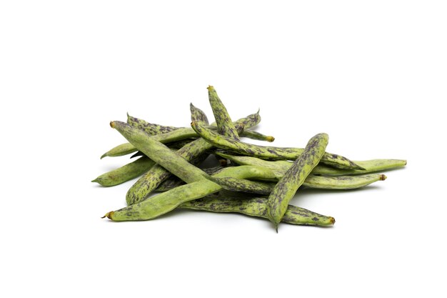 Bean pods on white background