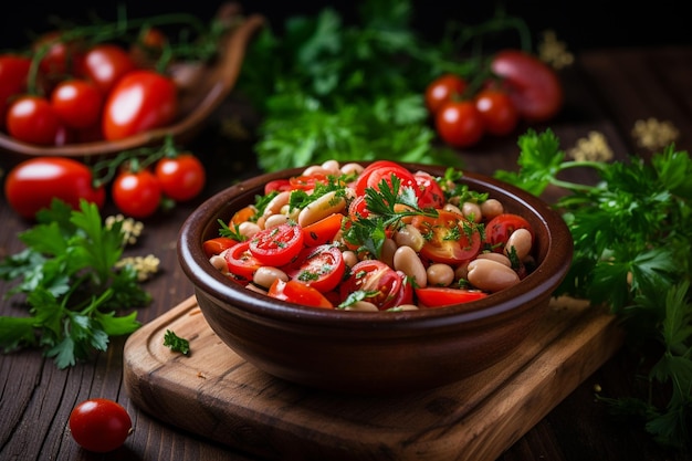 Bean salad mix and tomatoes