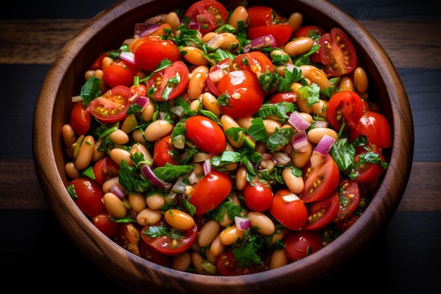 Bean salad mix and tomatoes