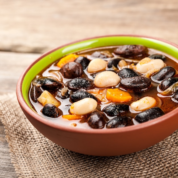 Bean soup in bowl