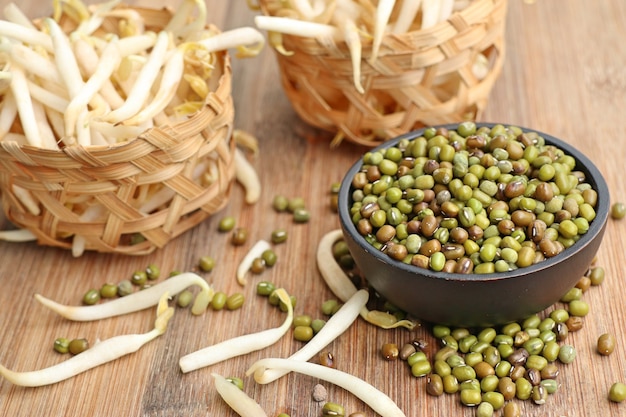 Bean sprouts with seed